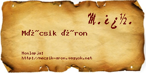 Mácsik Áron névjegykártya